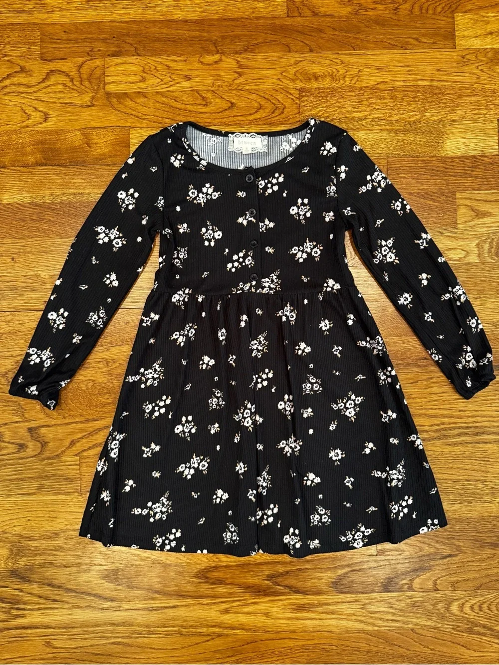 NWOT Btween Bundle of 2 Black Floral & Pink Leopard Long-Sleeve Dresses - Size 8